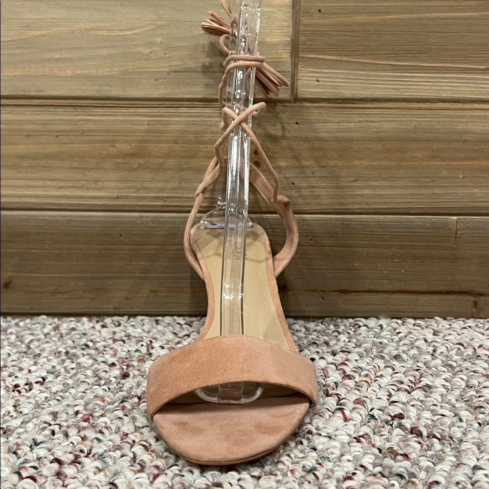 Lord & Taylor 424 Fifth Giovanna Blush Rose Suede Slingback Heels - Picture 11 of 14